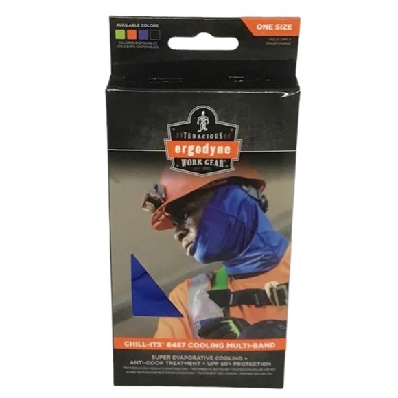 Cooling Multi Band Ergodyne Work Gear Chill Its 6487 Headband Mask Dew Blue NEW - Picture 1 of 3